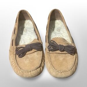 UGG Australia womens‎ Suede Leather Brown Tie Moccasin Loafers Slip On Shoes